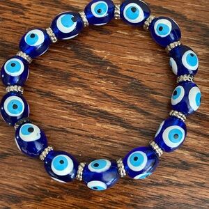 NEW Evil Eye GLASS Beaded Stretch Bracelet